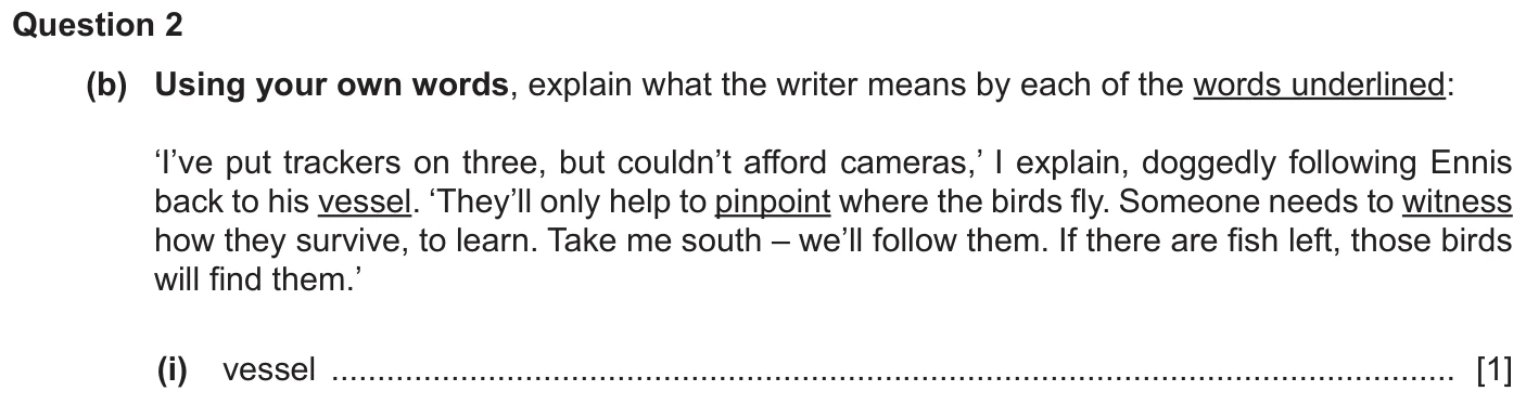 Question 2b(i) - Cambridge IGCSE March 2025 TZ2 English Language Reading Paper 1