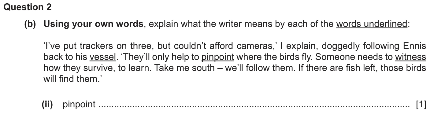 Question 2b(ii) - Cambridge IGCSE March 2025 TZ2 English Language Reading Paper 1