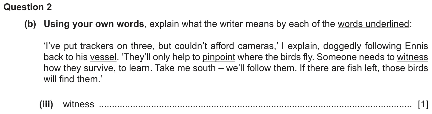 Question 2b(iii) - Cambridge IGCSE March 2025 TZ2 English Language Reading Paper 1