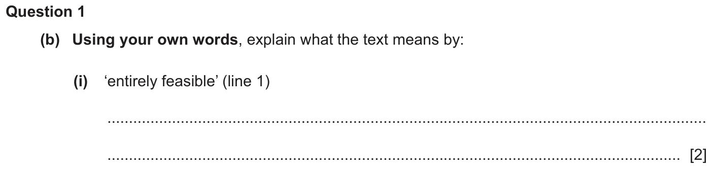 Question 1b (i) - Cambridge IGCSE November 2025 TZ2 English Language Reading Paper 1
