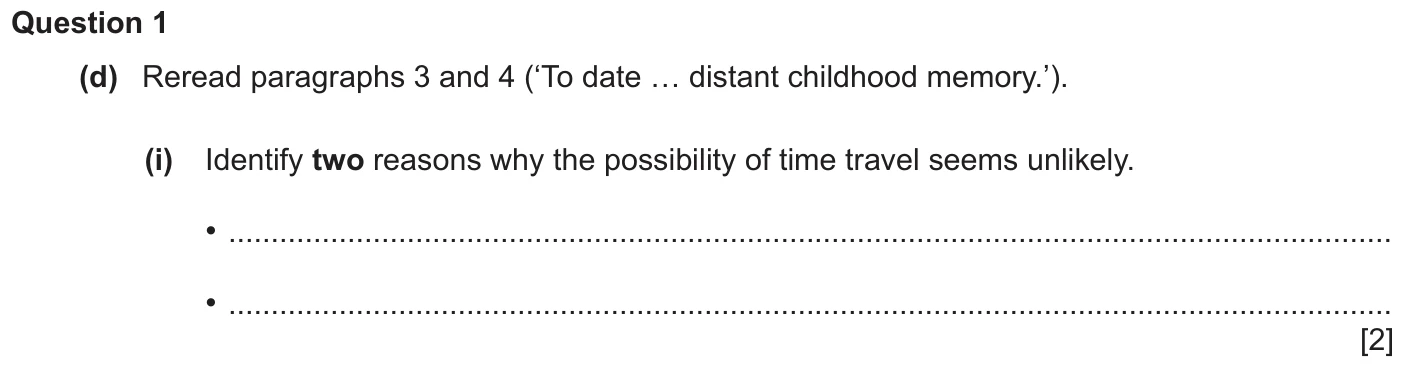 Question 1d (i) - Cambridge IGCSE November 2025 TZ2 English Language Reading Paper 1