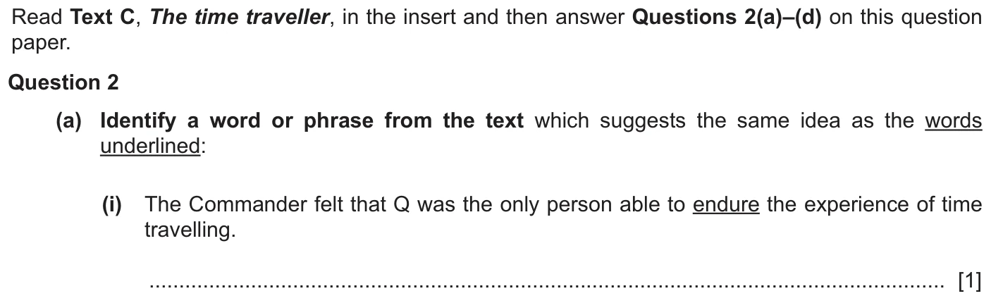 Question 2a (i) - Cambridge IGCSE November 2025 TZ2 English Language Reading Paper 1