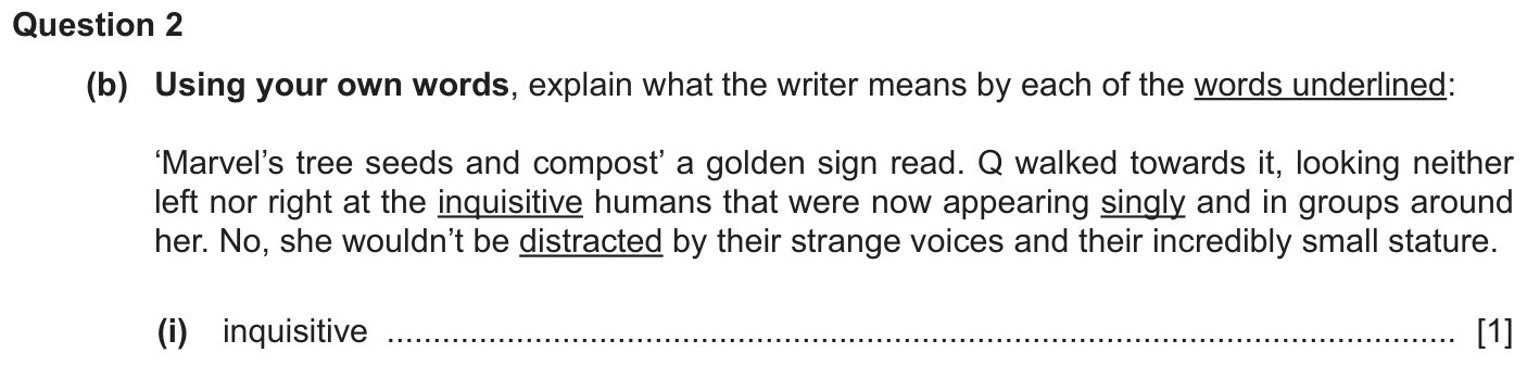 Question 2b (i) - Cambridge IGCSE November 2025 TZ2 English Language Reading Paper 1
