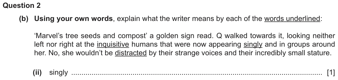 Question 2b (ii) - Cambridge IGCSE November 2025 TZ2 English Language Reading Paper 1