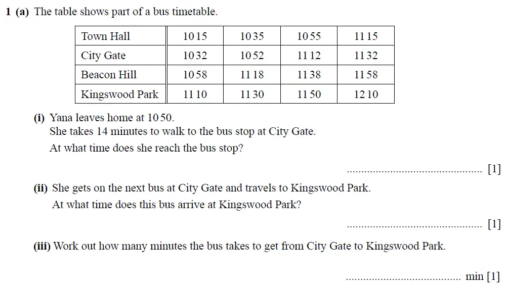 Question 01 - Cambridge IGCSE Maths Past Papers - Core Calculator 2020 - Specimen Paper 3