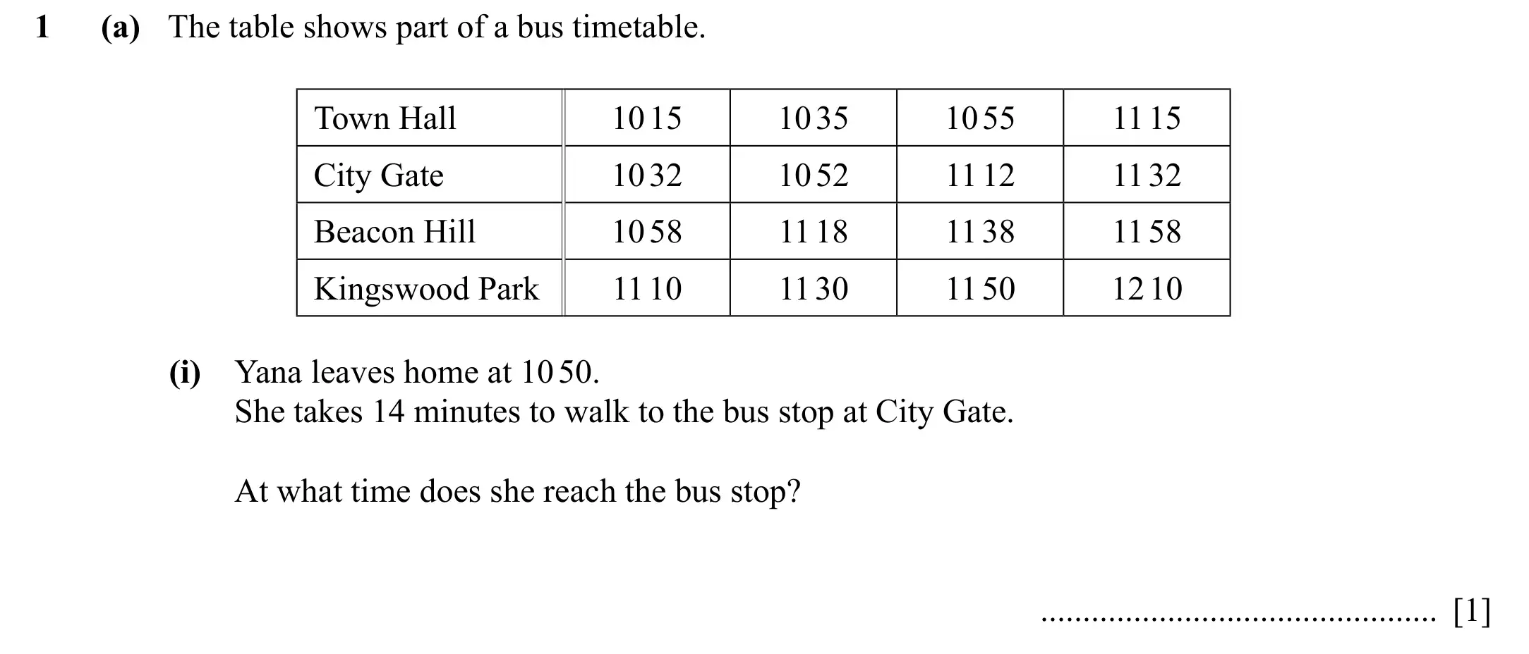 Question 1(a)(i) - Cambridge IGCSE Maths Past Papers - Core Calculator 2020 - Specimen Paper 3