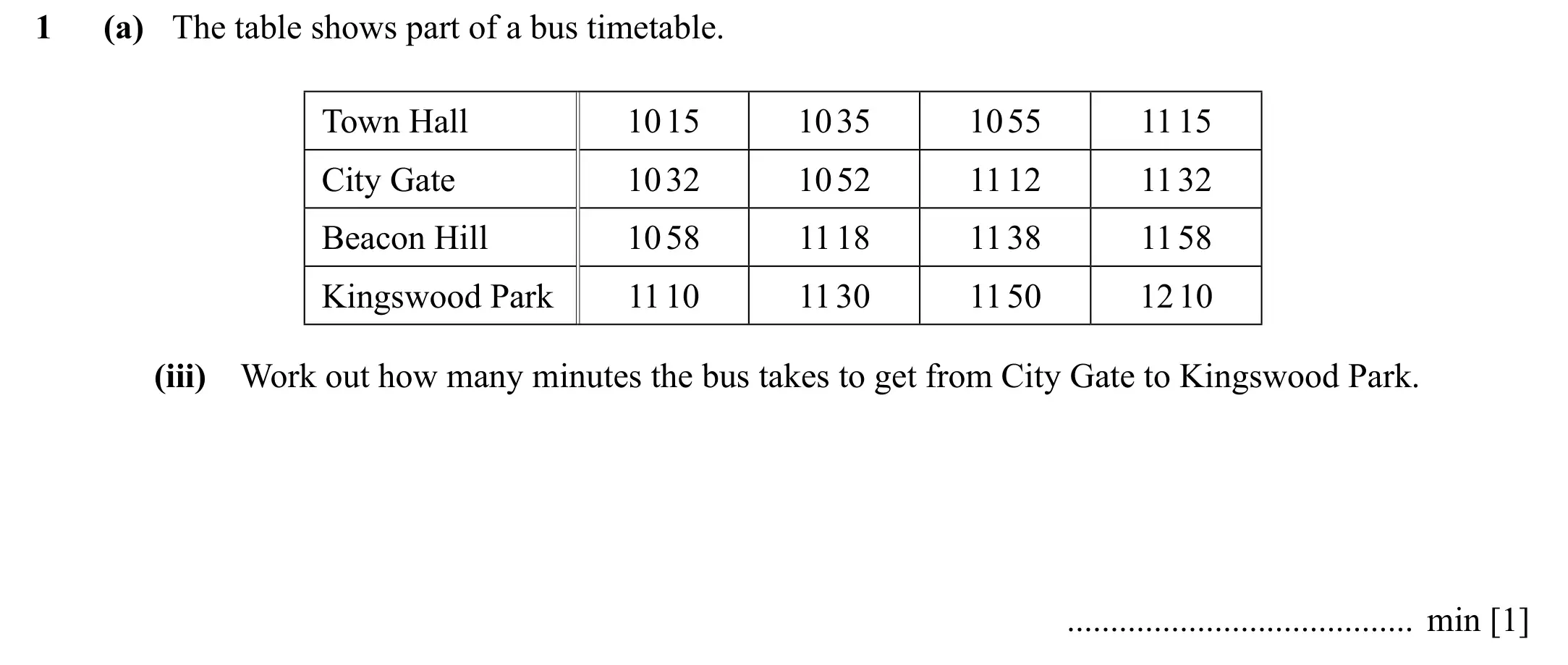 Question 1(a)(iii) - Cambridge IGCSE Maths Past Papers - Core Calculator 2020 - Specimen Paper 3