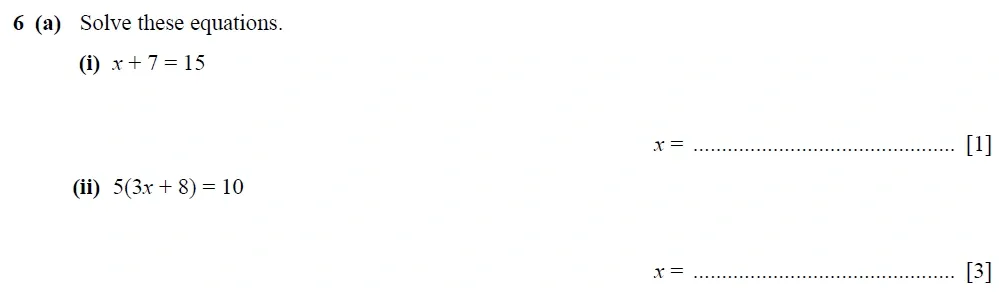 Question 06(a)(i,ii) - Cambridge IGCSE Maths Past Papers - Core Calculator 2020 - Specimen Paper 3