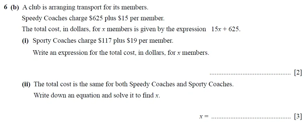 Question 06(b)(i,ii) - Cambridge IGCSE Maths Past Papers - Core Calculator 2020 - Specimen Paper 3