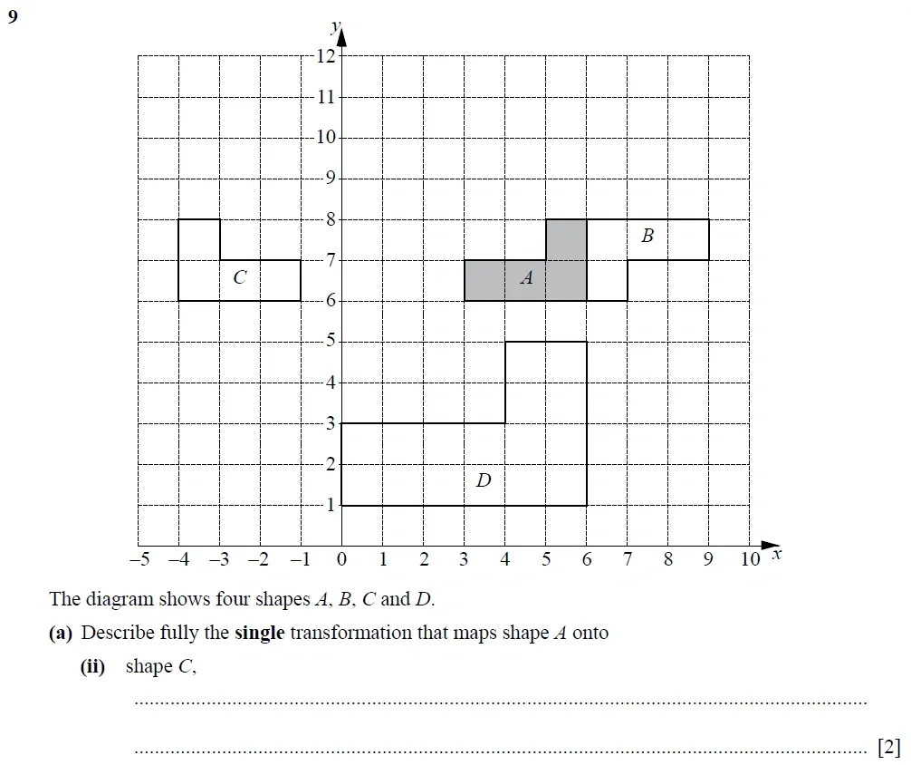 Question 09(a)(ii) - Cambridge IGCSE Maths Past Papers - Core Calculator 2020 - Specimen Paper 3