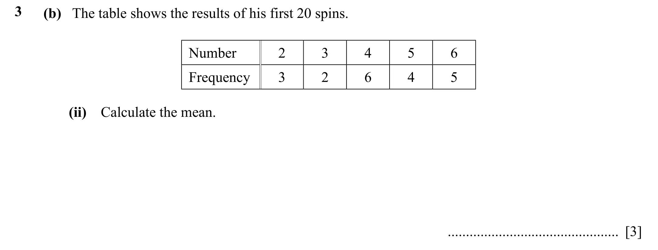 Question 3(b)(ii) - Cambridge IGCSE Maths Past Papers - Core Calculator 2020 - Specimen Paper 3