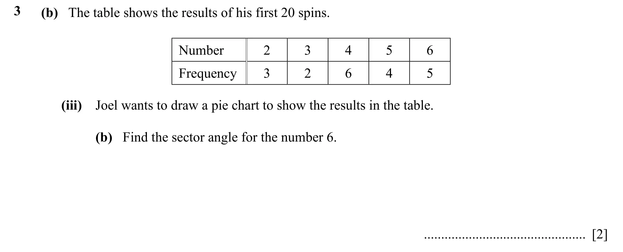 Question 3(b)(iii)(b) - Cambridge IGCSE Maths Past Papers - Core Calculator 2020 - Specimen Paper 3