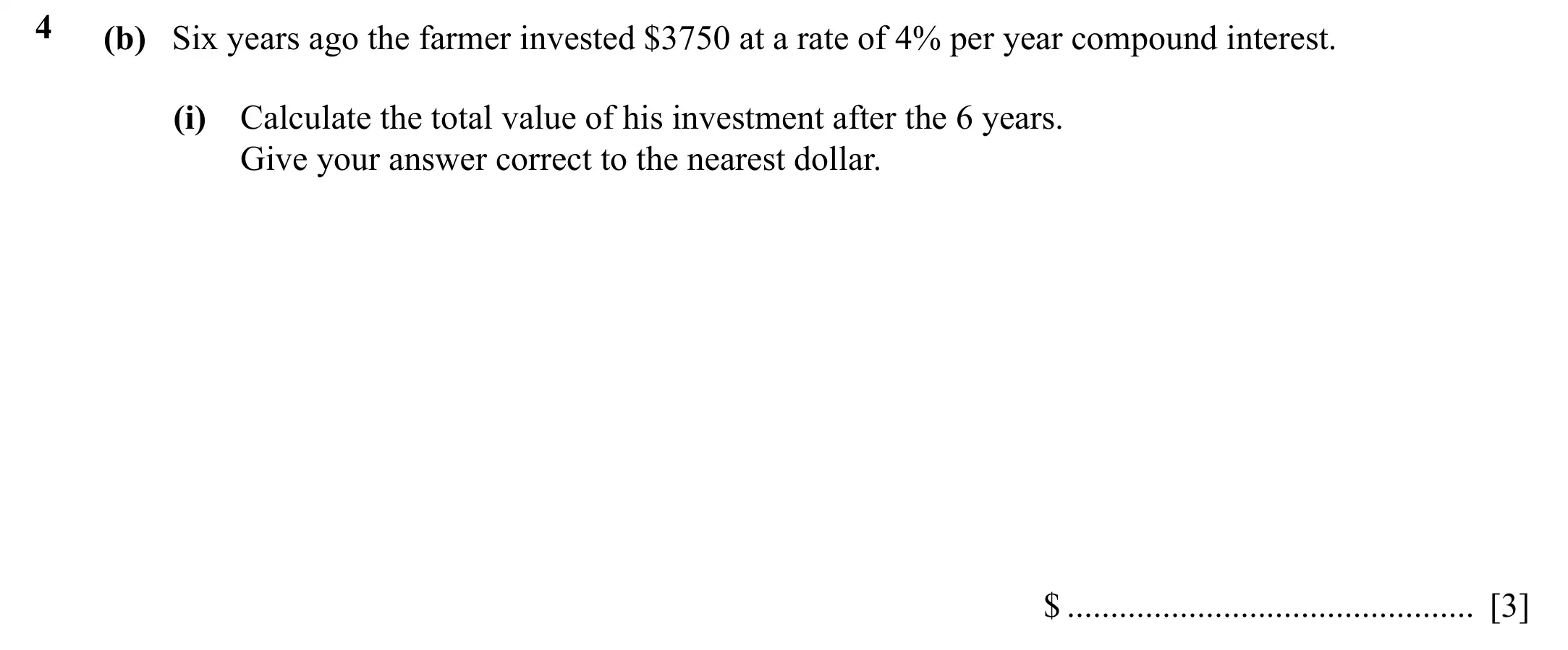 Question 4(b)(i) - Cambridge IGCSE Maths Past Papers - Core Calculator 2020 - Specimen Paper 3