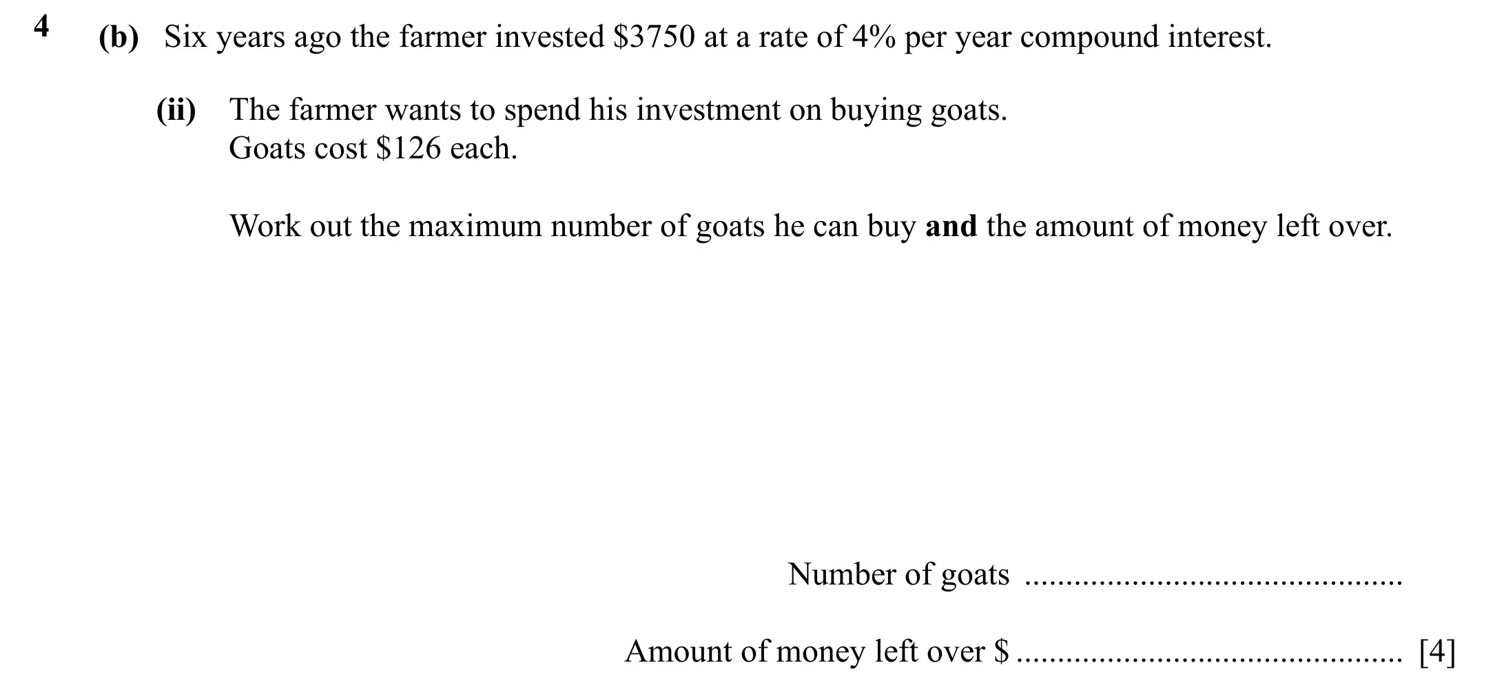 Question 4(b)(ii) - Cambridge IGCSE Maths Past Papers - Core Calculator 2020 - Specimen Paper 3