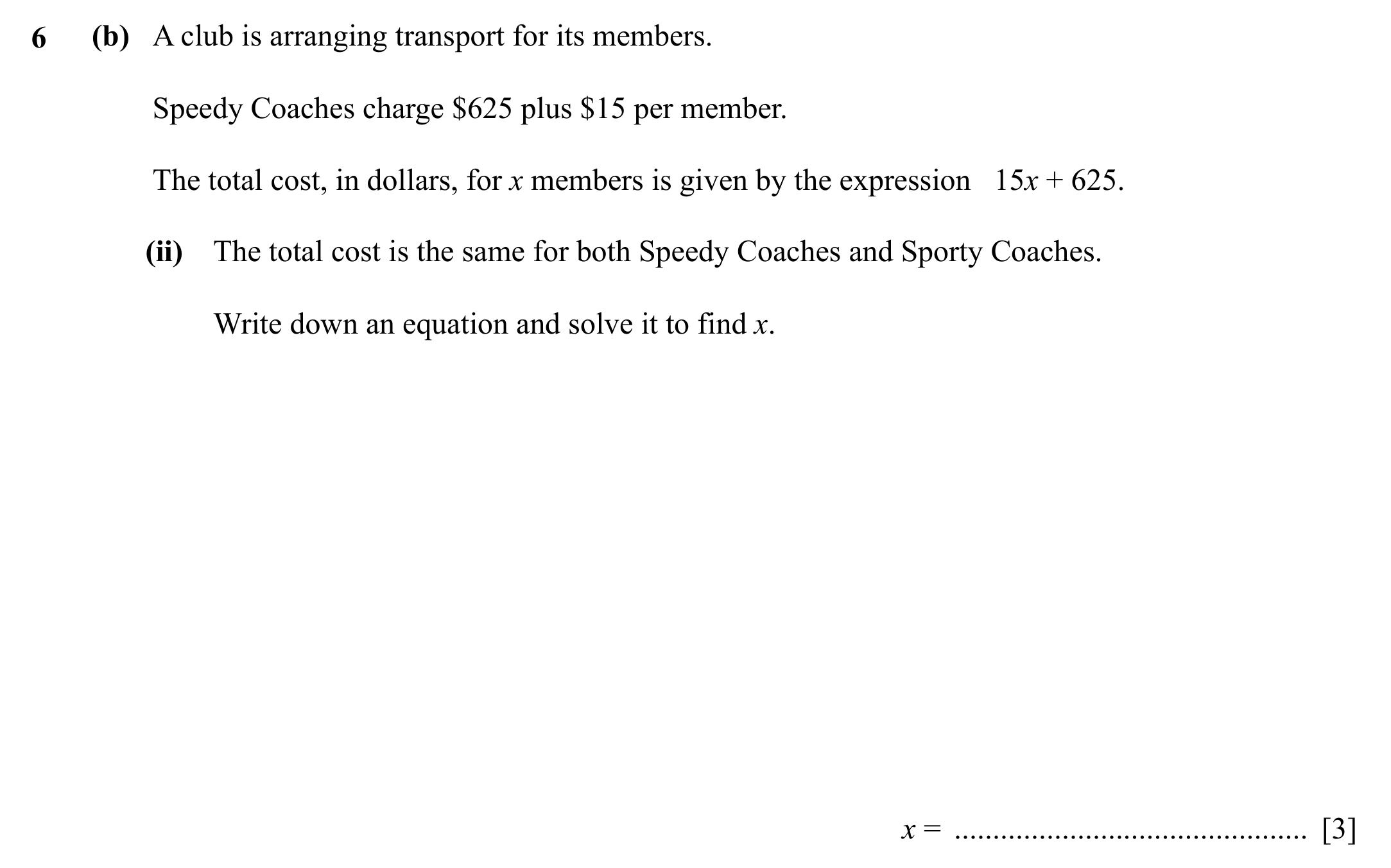 Question 6(b)(ii) - Cambridge IGCSE Maths Past Papers - Core Calculator 2020 - Specimen Paper 3