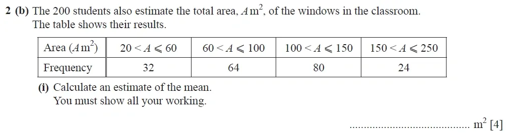 Question 02(b)(i) - Cambridge IGCSE Maths Past Papers - Extended Calculator 2020 - Specimen Paper 4