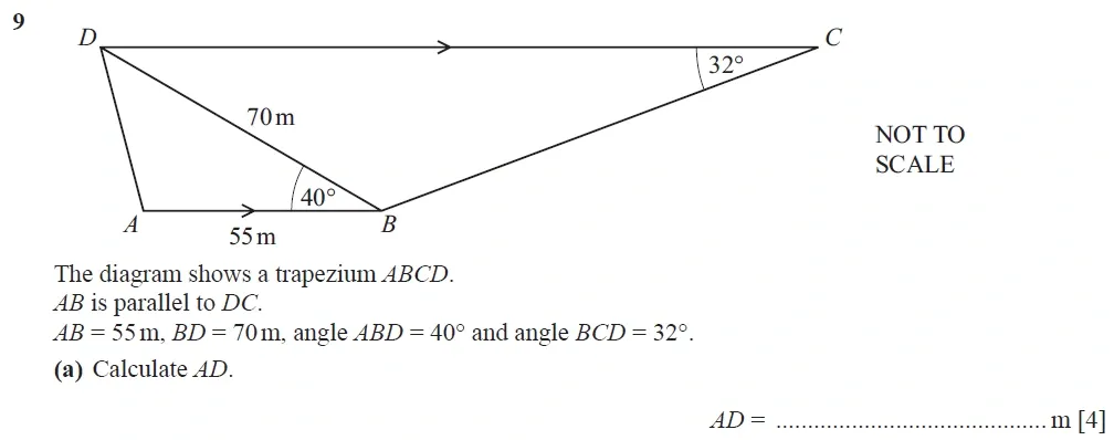 Question 09(a) - Cambridge IGCSE Maths Past Papers - Extended Calculator 2020 - Specimen Paper 4