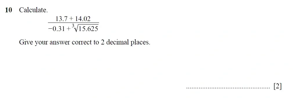 Question 10 - Cambridge IGCSE Maths Past Papers - Core Calculator 2025 - Specimen Paper 3