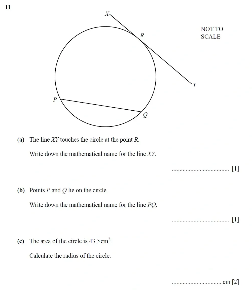 Question 11(a,b,c) - Cambridge IGCSE Maths Past Papers - Core Calculator 2025 - Specimen Paper 3