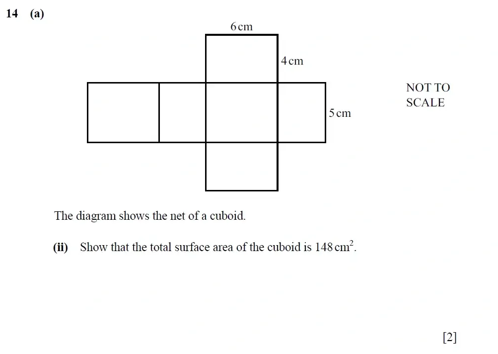 Question 14(a)(ii) - Cambridge IGCSE Maths Past Papers - Core Calculator 2025 - Specimen Paper 3