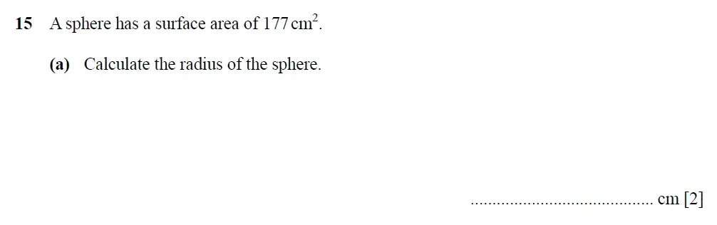 Question 15(a) - Cambridge IGCSE Maths Past Papers - Core Calculator 2025 - Specimen Paper 3