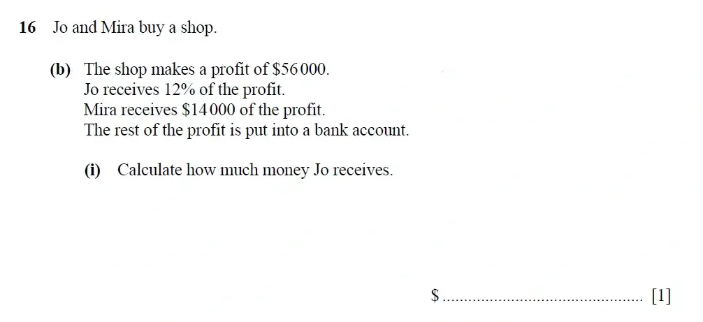 Question 16(b)(i) - Cambridge IGCSE Maths Past Papers - Core Calculator 2025 - Specimen Paper 3