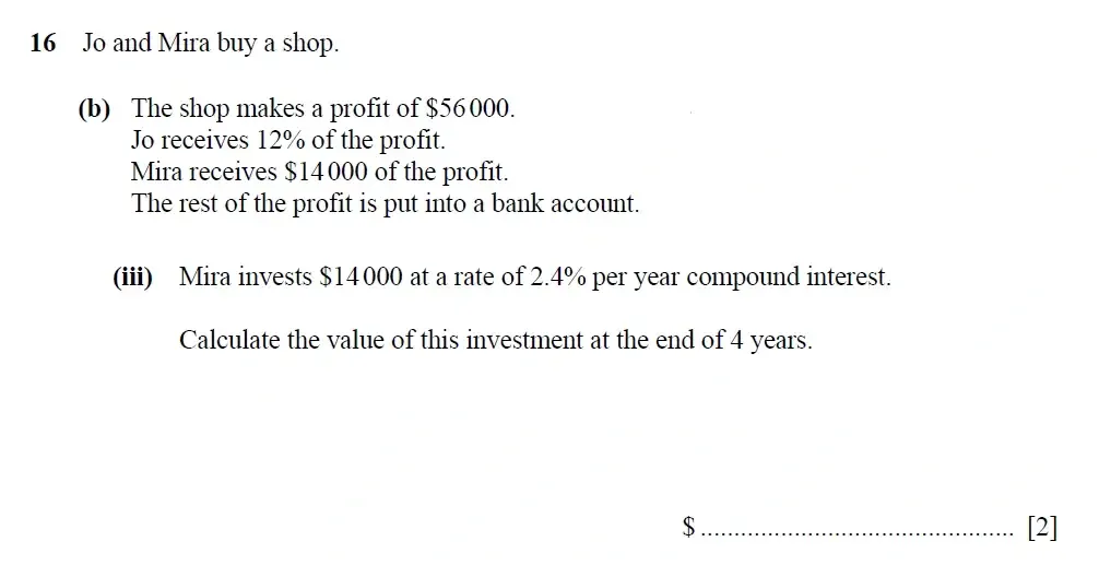 Question 16(b)(iii) - Cambridge IGCSE Maths Past Papers - Core Calculator 2025 - Specimen Paper 3