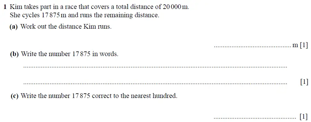 Question 01 - Cambridge IGCSE Maths Past Papers - Core Non-calculator 2025 - Specimen Paper 1