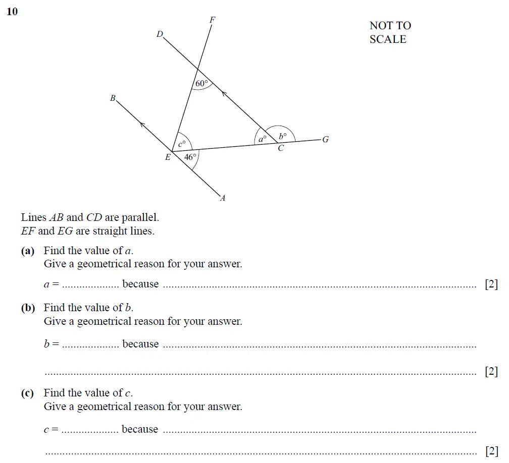 Question 10 - Cambridge IGCSE Maths Past Papers - Core Non-calculator 2025 - Specimen Paper 1
