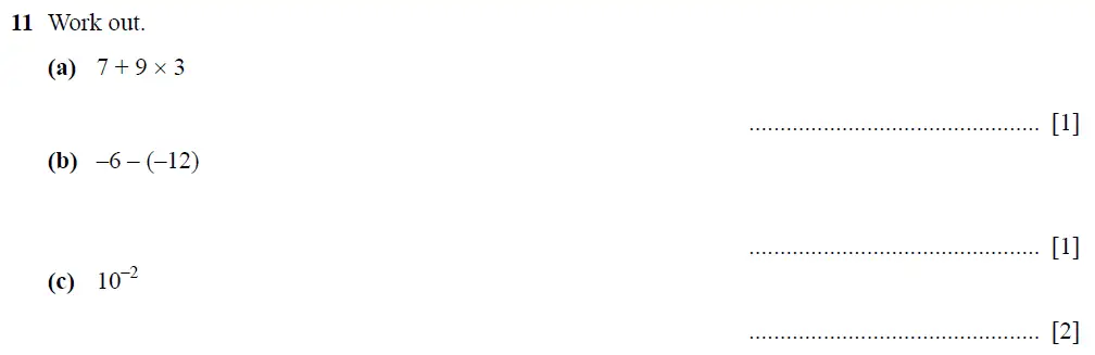 Question 11 - Cambridge IGCSE Maths Past Papers - Core Non-calculator 2025 - Specimen Paper 1