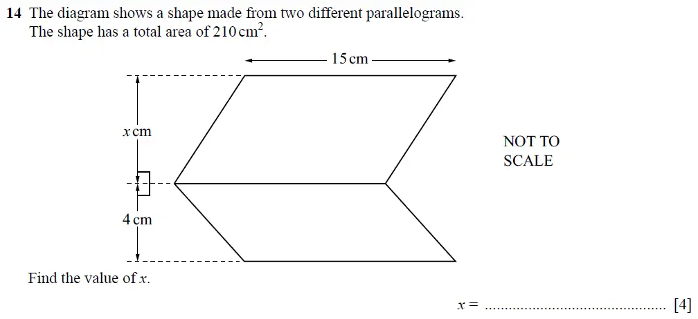 Question 14 - Cambridge IGCSE Maths Past Papers - Core Non-calculator 2025 - Specimen Paper 1