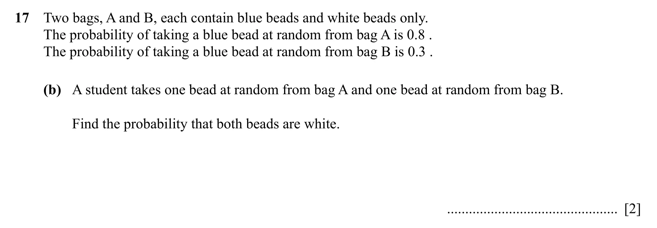 Question 17(b) - Cambridge IGCSE Maths Past Papers - Core Non-calculator 2025 - Specimen Paper 1