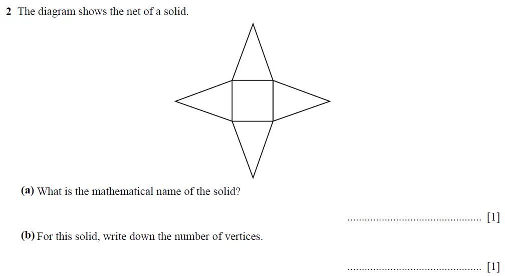 Question 02 - Cambridge IGCSE Maths Past Papers - Core Non-calculator 2025 - Specimen Paper 1