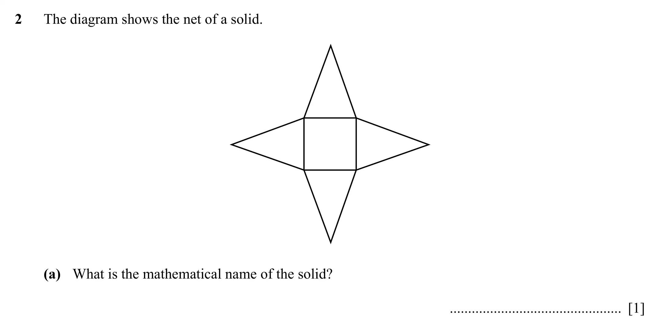 Question 2(a) - Cambridge IGCSE Maths Past Papers - Core Non-calculator 2025 - Specimen Paper 1
