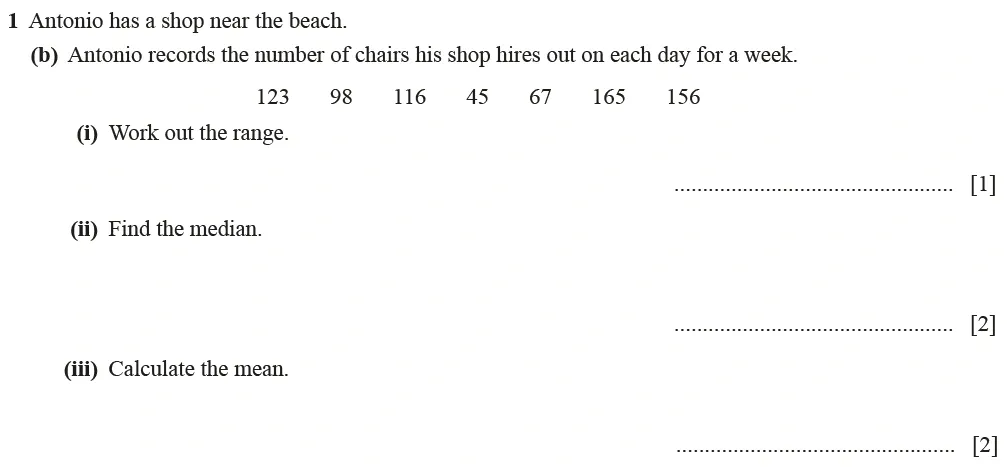 Question 01(b)(i, ii, iii) - Cambridge IGCSE Maths Past Papers - Core Calculator June 2022 - Paper 32