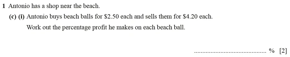 Question 01(c)(i) - Cambridge IGCSE Maths Past Papers - Core Calculator June 2022 - Paper 32