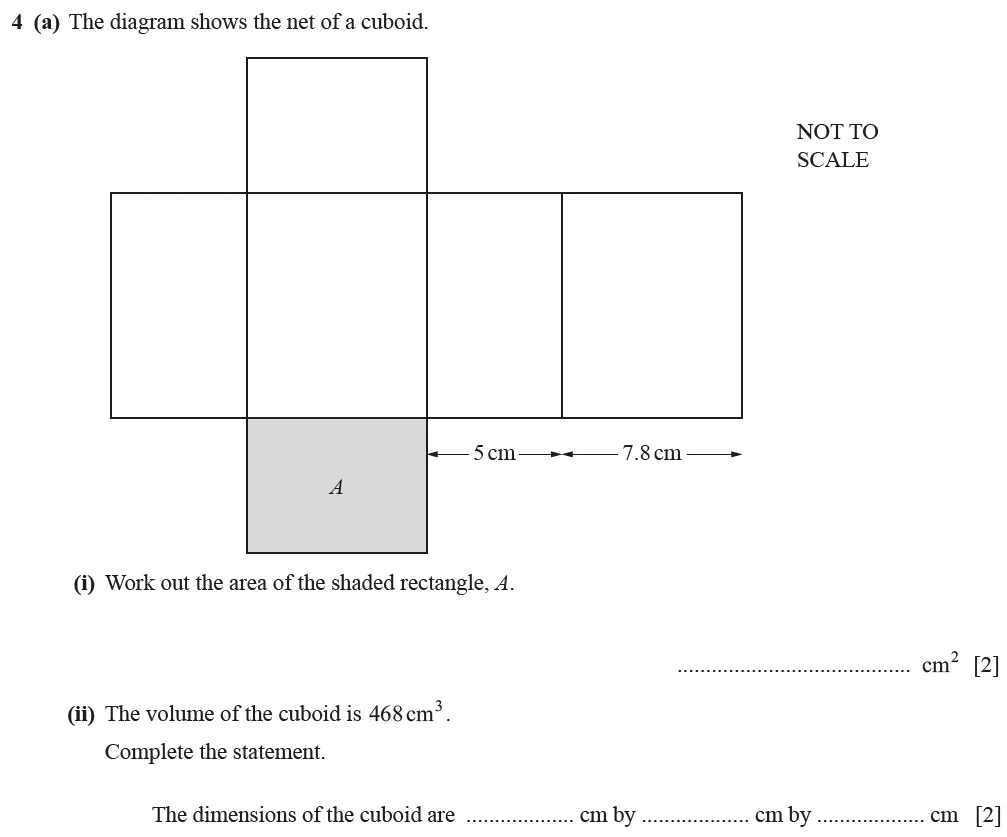 Question 04(a) - Cambridge IGCSE Maths Past Papers - Core Calculator June 2022 - Paper 32