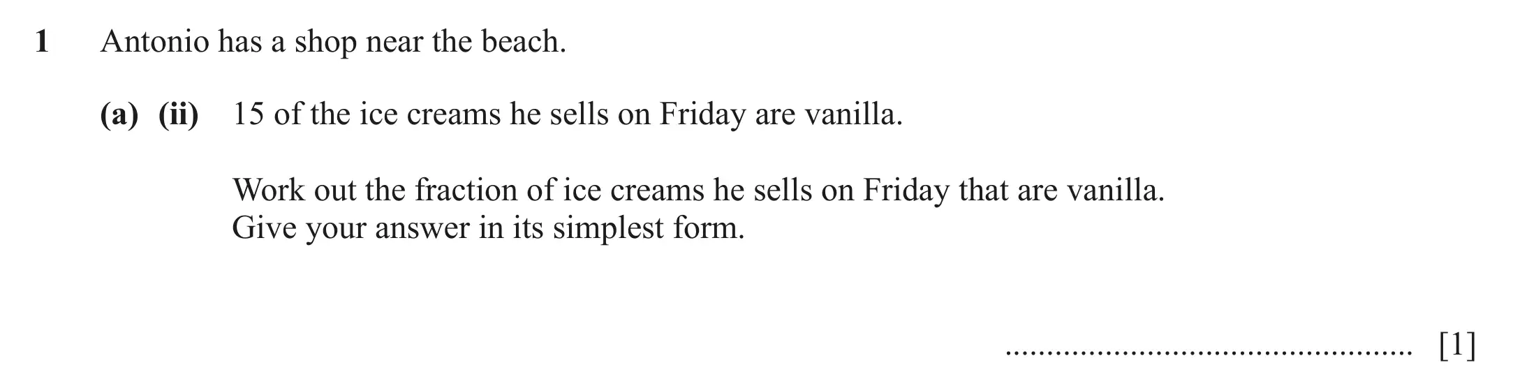 Question 1(a)(ii) - Cambridge IGCSE Maths Past Papers - Core Calculator June 2022 - Paper 32