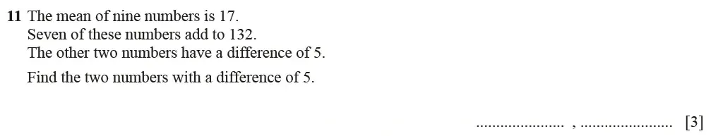 Question 11 - Cambridge IGCSE Maths Past Papers - Core Calculator March 2021 - Paper 1