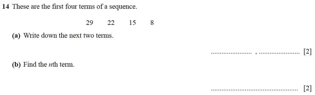 Question 14(a,b) - Cambridge IGCSE Maths Past Papers - Core Calculator March 2021 - Paper 1