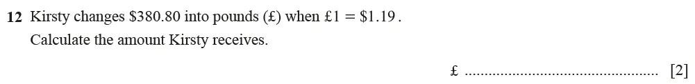 Question 12 - Cambridge IGCSE Maths Past Papers - Core Calculator June 2022 - Paper 11