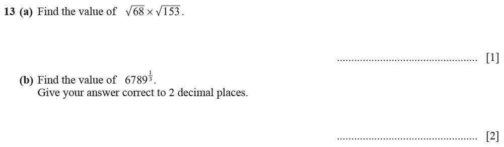 Question 13(a, b) - Cambridge IGCSE Maths Past Papers - Core Calculator June 2022 - Paper 12