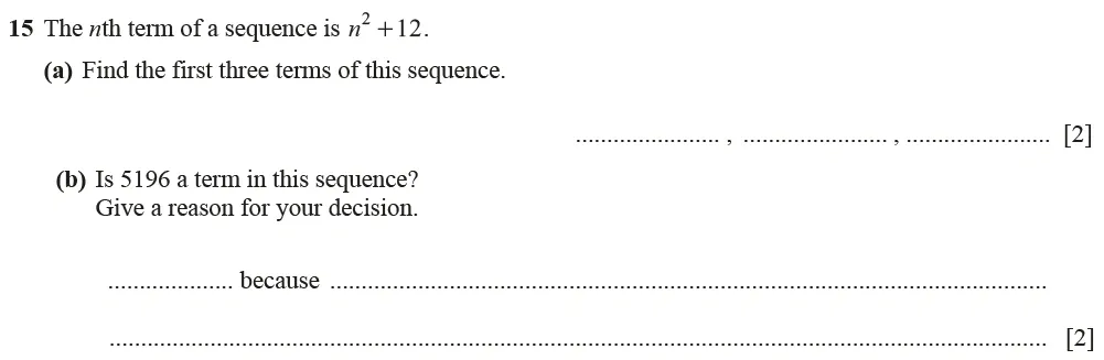 Question 15(a, b) - Cambridge IGCSE Maths Past Papers - Core Calculator June 2022 - Paper 12