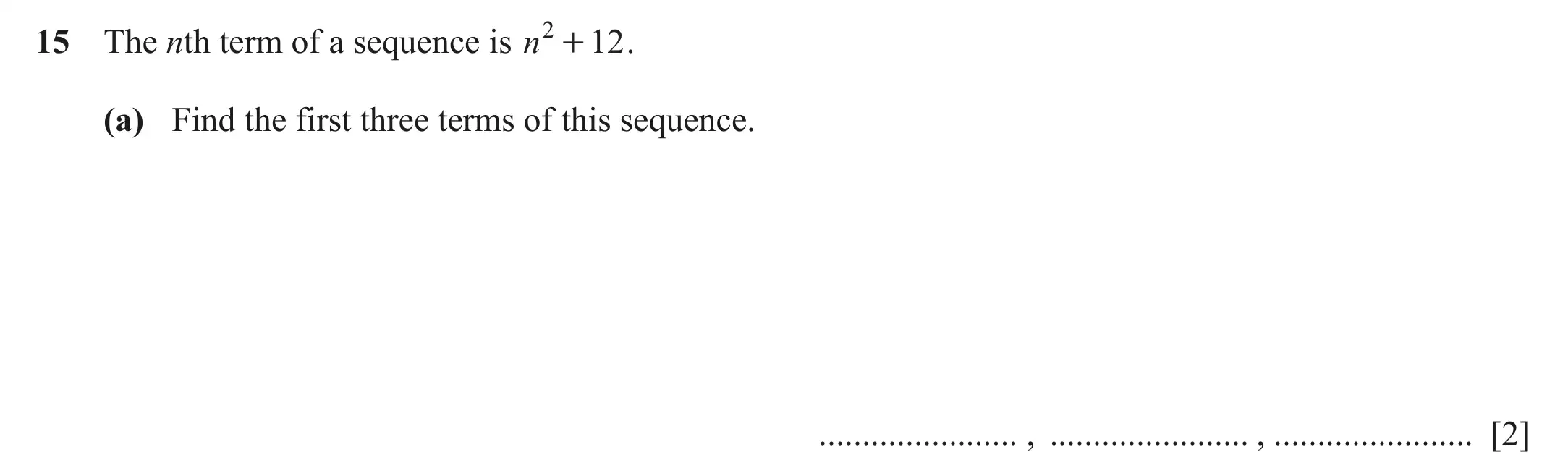 Question 15(a) - Cambridge IGCSE Maths Past Papers - Core Calculator June 2022 - Paper 12