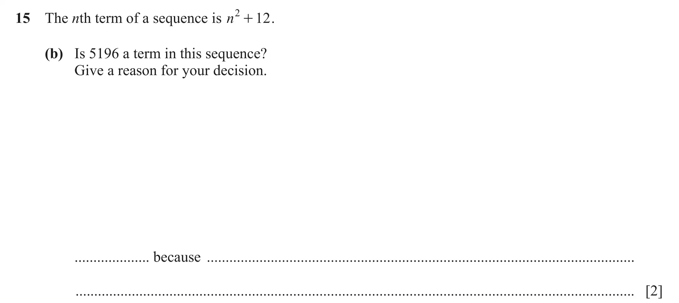 Question 15(b) - Cambridge IGCSE Maths Past Papers - Core Calculator June 2022 - Paper 12