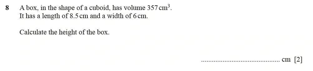 Question 08 - Cambridge IGCSE Maths Past Papers - Core Calculator June 2022 - Paper 13