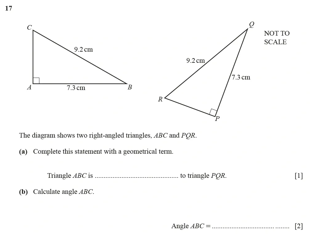 Question 17(a, b) - Cambridge IGCSE Maths Past Papers - Core Calculator June 2022 - Paper 13