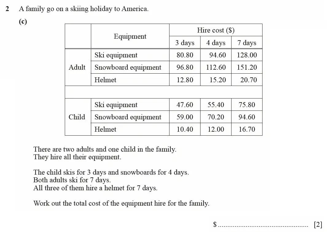 Question 02(c) - Cambridge IGCSE Maths Past Papers - Core Calculator March 2021 - Paper 3