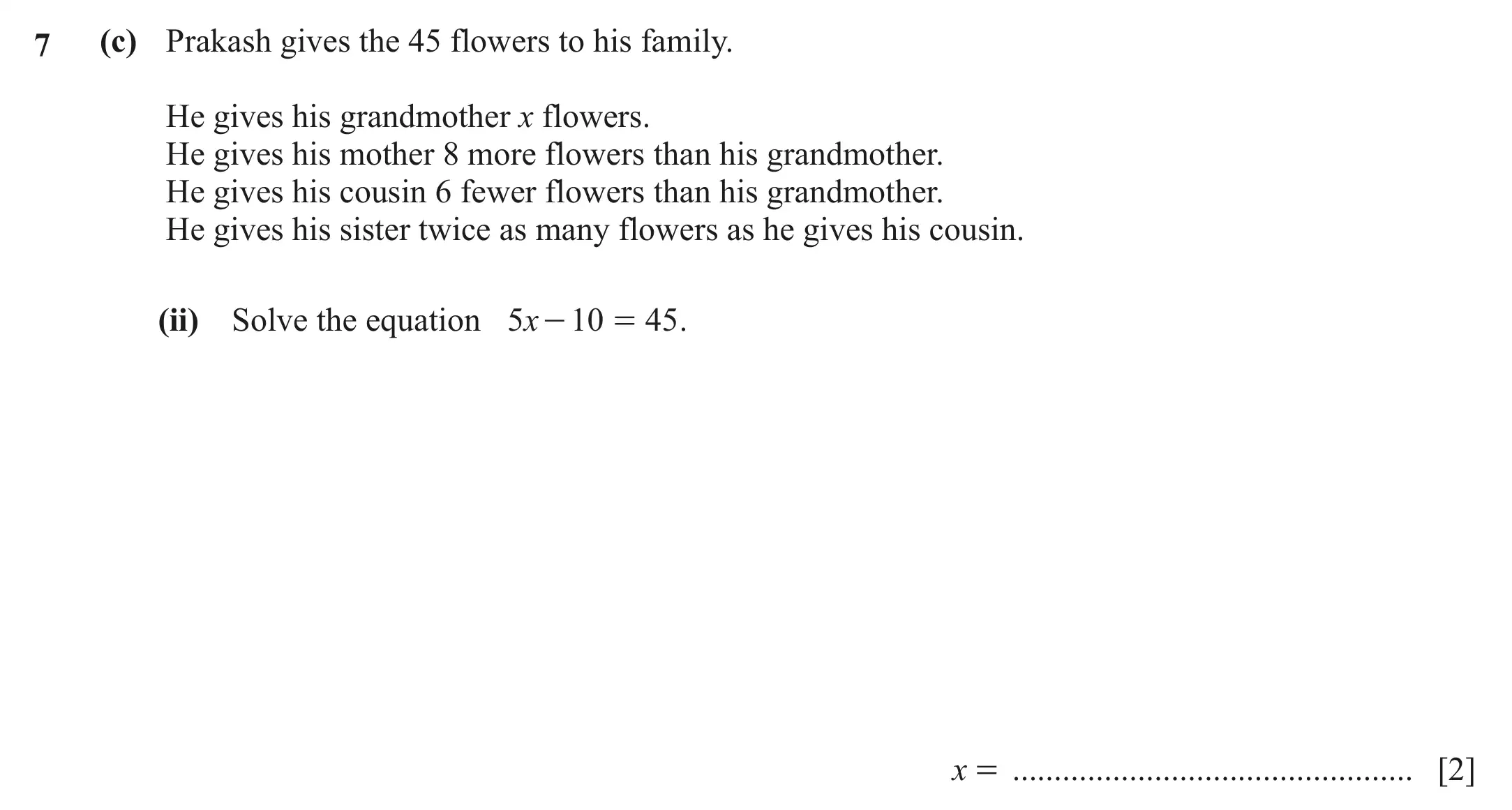 Question 7(c) (ii) - Cambridge IGCSE Maths Past Papers - Core Calculator March 2021 - Paper 3