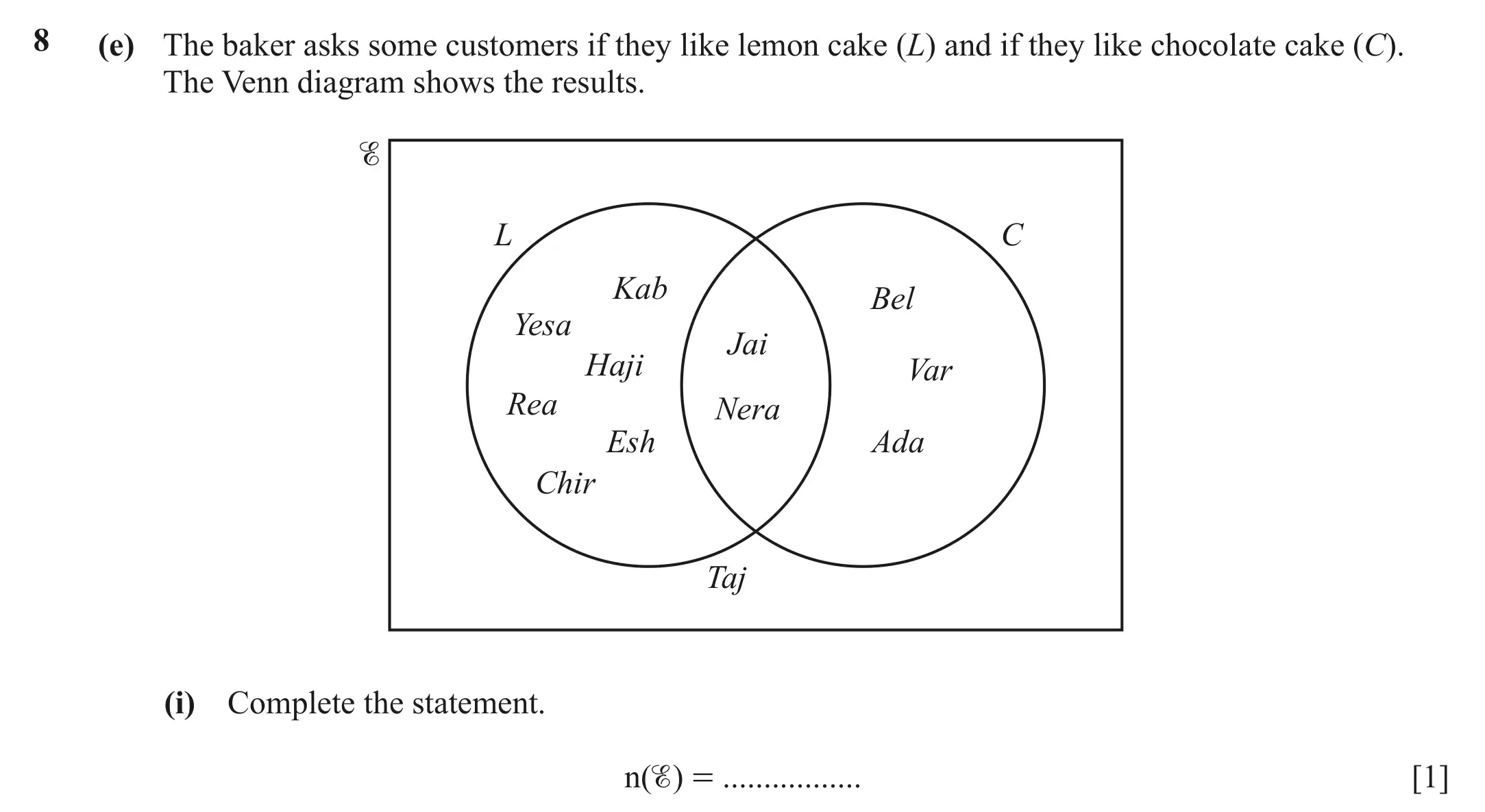 Question 8(e) (i) - Cambridge IGCSE Maths Past Papers - Core Calculator March 2021 - Paper 3
